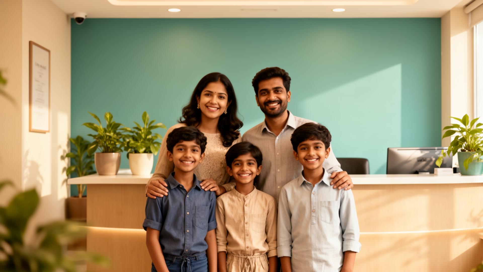 A family at Dr Aatif's Star Dental Solutions in Govandi, Mumbai